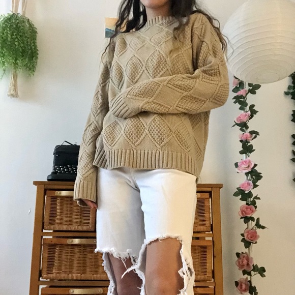 SOLD - Boxy Cable Knit Cozy Sweater - Picture 1 of 3
